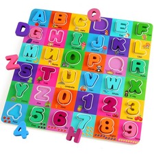 Wooden Alphabet Puzzles Ages 3-5, Alphabet and Number Puzzle with ABC Learnin...
