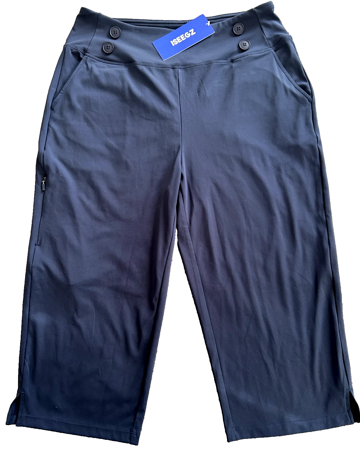 ISEEGZ Large women high waist stretch Capri pants Navy NEW with tags
