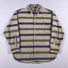 VTG Eddie Bauer Shirt Mens Large Chamois Flannel Heavyweight Striped Made in USA