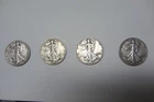 Four Walking Liberty half dollars 1916 - 1947 silver 50 cents coin lot 4 at 90%