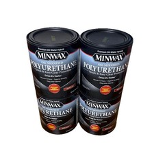 Minwax Water-Based Oil-Modified Polyurethane, Warm Gloss,Clear, 1 Quart Lot Of 4