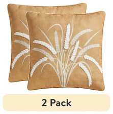 (2 Pack)  18" X 18" Yellow Wheat Reversible Decorative Pillows