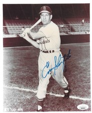 Enos Slaughter Autographed 8x10 Black & White Photo JSA Certified Hall of Fame
