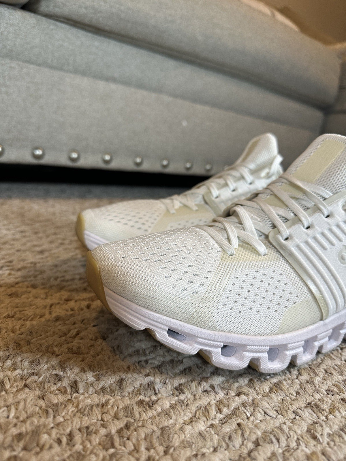 On Cloud Cloudswift White Undyed Running Shoes Me… - image 11