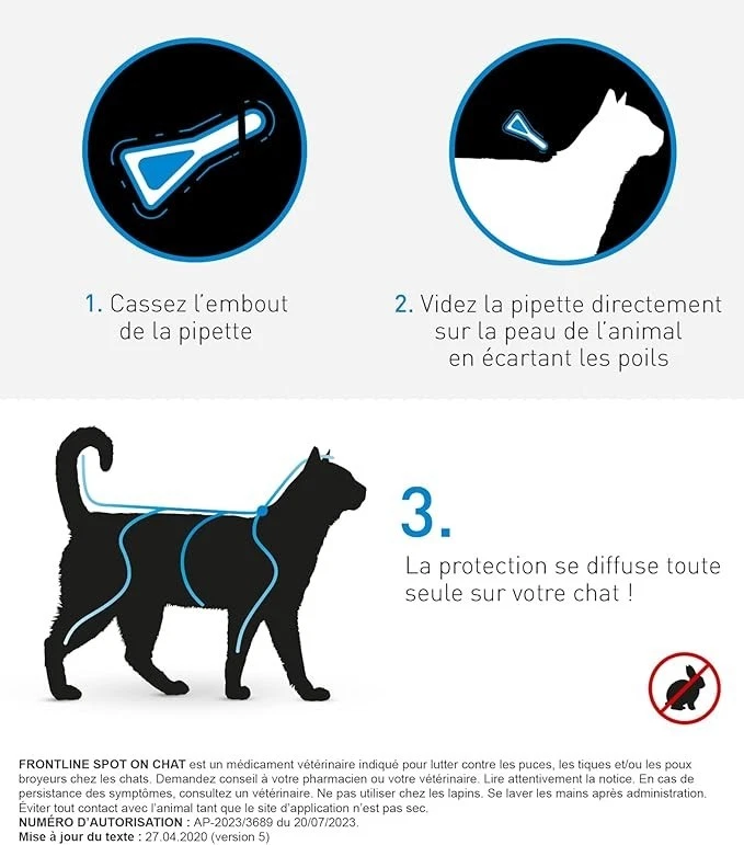 FRONTLINE SPOT ON Chat Anti Puces Tiques & Poux Contre Larves & Oeufs 6 Pipettes - Photo 2/4