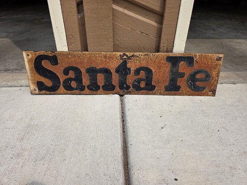 Vintage Old & Original Heavy Steel "Santa Fe" Railroad Sign – Kansas Depot Pick