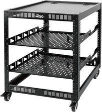 12U Open Frame Network Rack for IT AV Gear, 4-Post with Casters, Mobile with 2