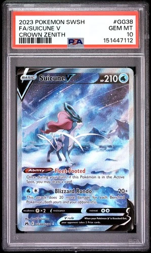 2023 POKEMON SWORD AND SHIELD CROWN ZENITH #GG38 FA/SUICUNE V PSA 10