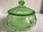 1930’s Anchor Hocking Green Cameo Ballerina Depression Uranium Glass Candy Dish