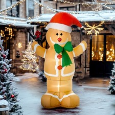 6ft Christmas Inflatable Gingerbread Man, Outdoor Blow-Up Yard Decoration With L