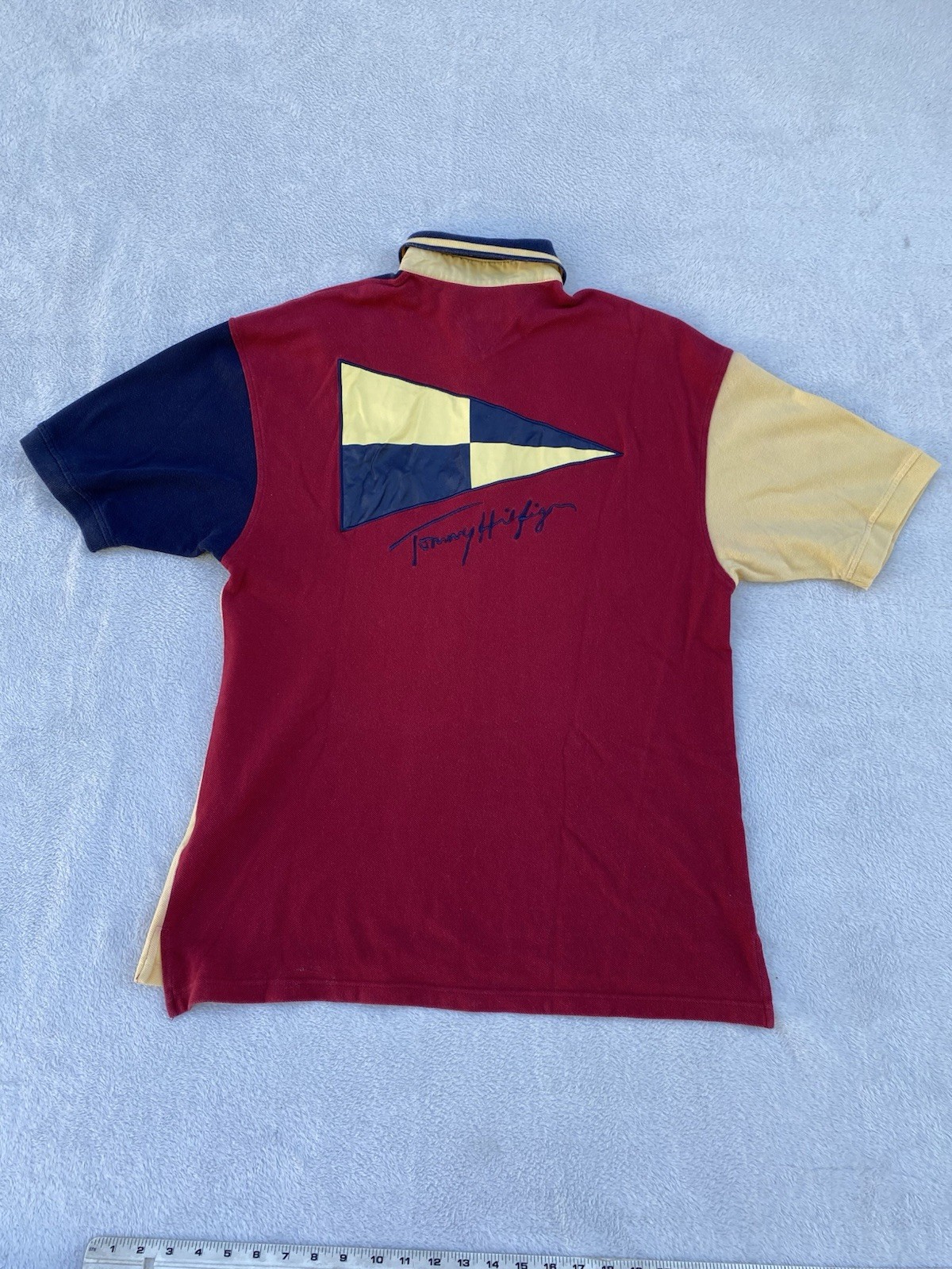Vintage Tommy Hilfiger Polo Shirt Double Sided Rare Mens Sz L Color Block thumbnail 2