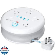 DERJLY Retractable Travel Power Strip: 10 ft Extension Cord Portable Powerstr