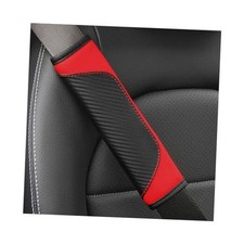 2PCS Car Seat Belt Cover, Carbon Fiber Seatbelt Shoulder Protection, Soft Red