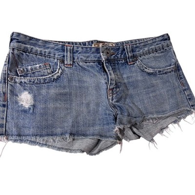 Juniors Size 11 Roxy Denim Distressed Cut Off SHORT Shorts Y2K Medium Wash