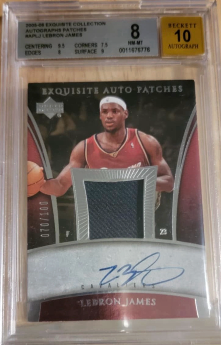 LeBron James Cleveland Cavaliers 2005 UD Exquisite Auto Patches /100 BGS 8 
