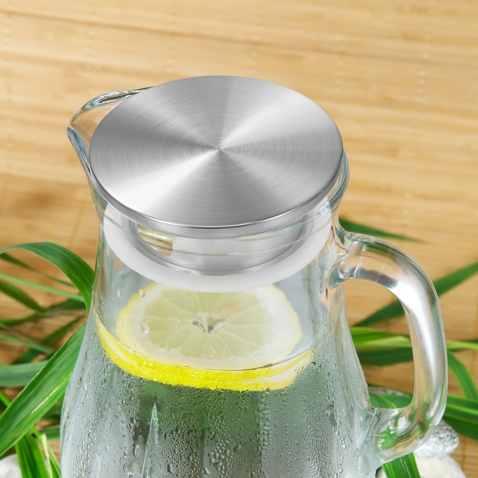 Stainless Steel Lid Glass Pitcher Water Replacement Jug Topper Cover ...