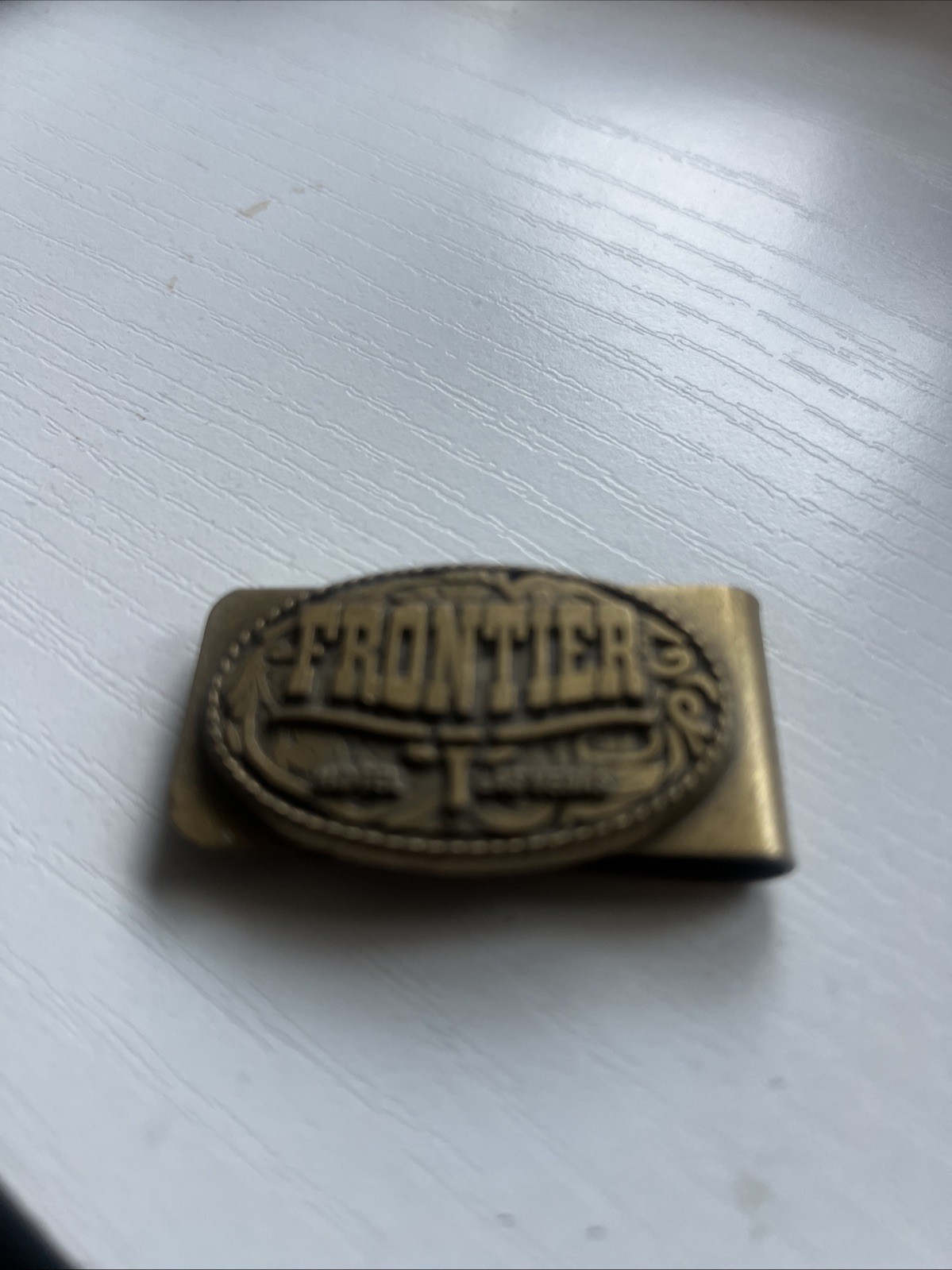 Vintage Money Clip Frontier Hotel Las Vegas Brass Casino Gambling-image