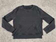 Lululemon Sweatshirt Womens 8 Black Crewneck Front Pocket Pullover Casual Simple