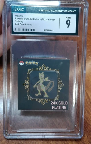 2023 Mewtwo Sticker Korean Pokemon Candy Stickers 24K Gold Plating CGC 9