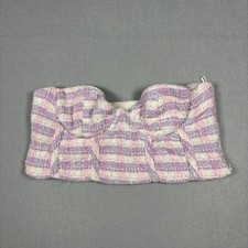 Zara Women's Plaid Tweed Corset Crop Top Purple/Pink Size Medium