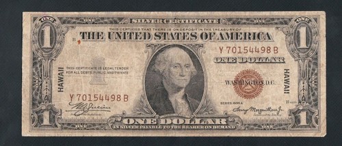 ULTRA RARE Y-B BLOCK 1935A $1 HAWAII NOTE!! NO TEARS OR PINHOLES - 第 1/2 張圖片