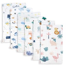 Muslin Baby Burp Cloths 6 Pack Large 20x10 Cotton Absorbent Rags
