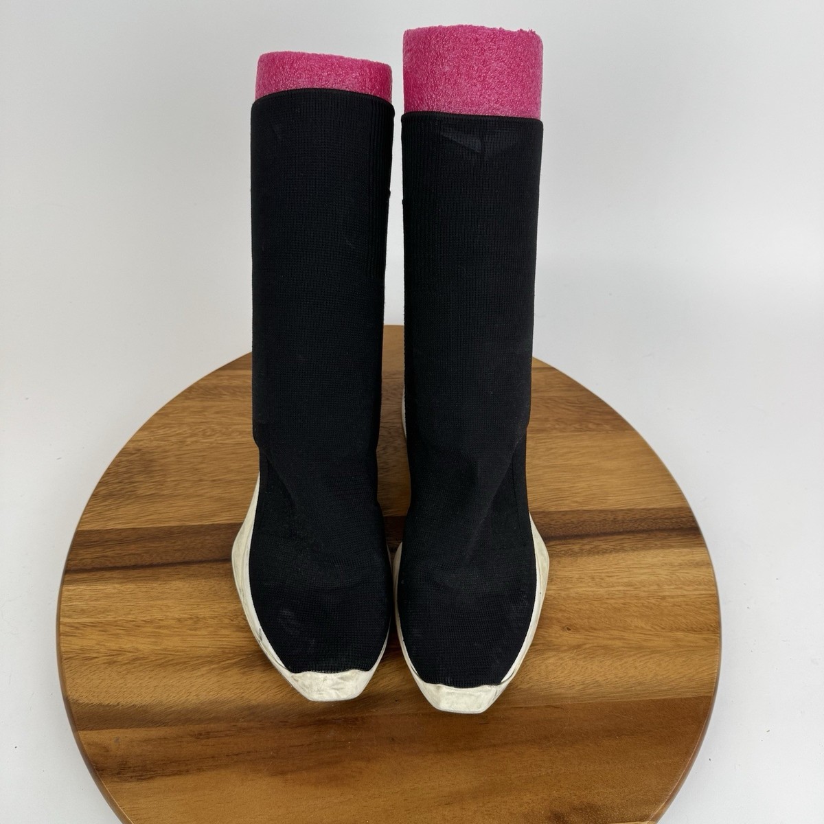 Womens Rick Owens DRKSHDW Black Stretch Knit Runner Sock Sneakers