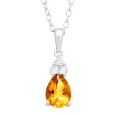 Finecraft Stone & White Topaz Pendant Necklace in Sterling Silver, 18"