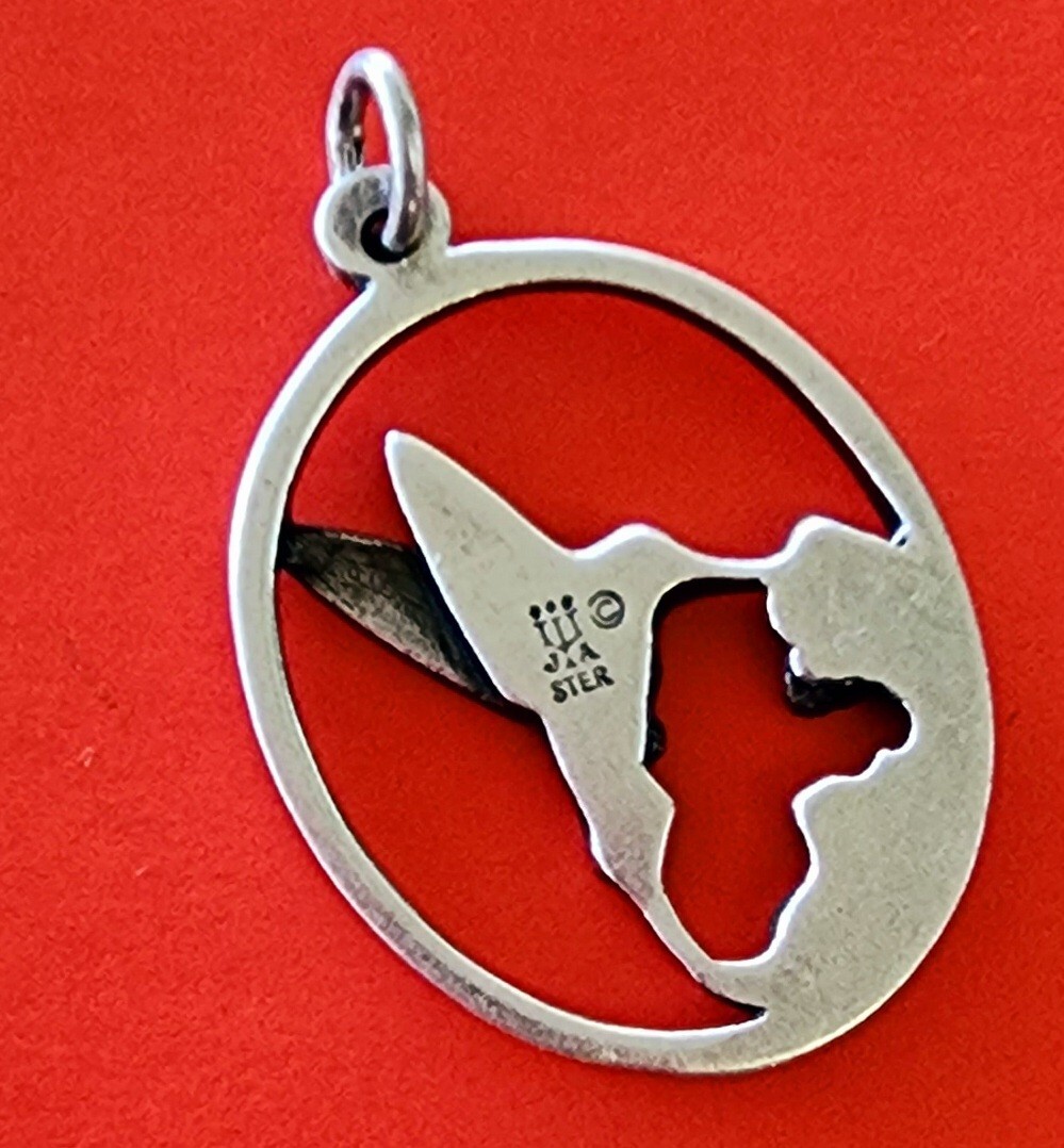 Retired James Avery Hummingbird with Flower Oval Pend… Gem