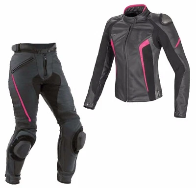 DAMEN Manner Motorrad Rennen Lederkombi Frauen Anzug Lederjacke Hose-ROSA-XS-4XL - Bild 1 von 4