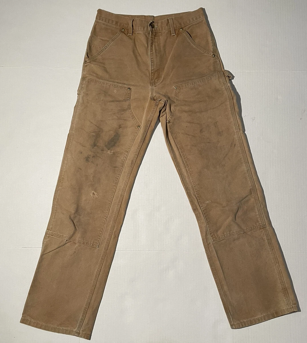 Vintage 90s Carhartt Brown Canvas Double Knee Carpenter Pants 30 x 32 USA Made