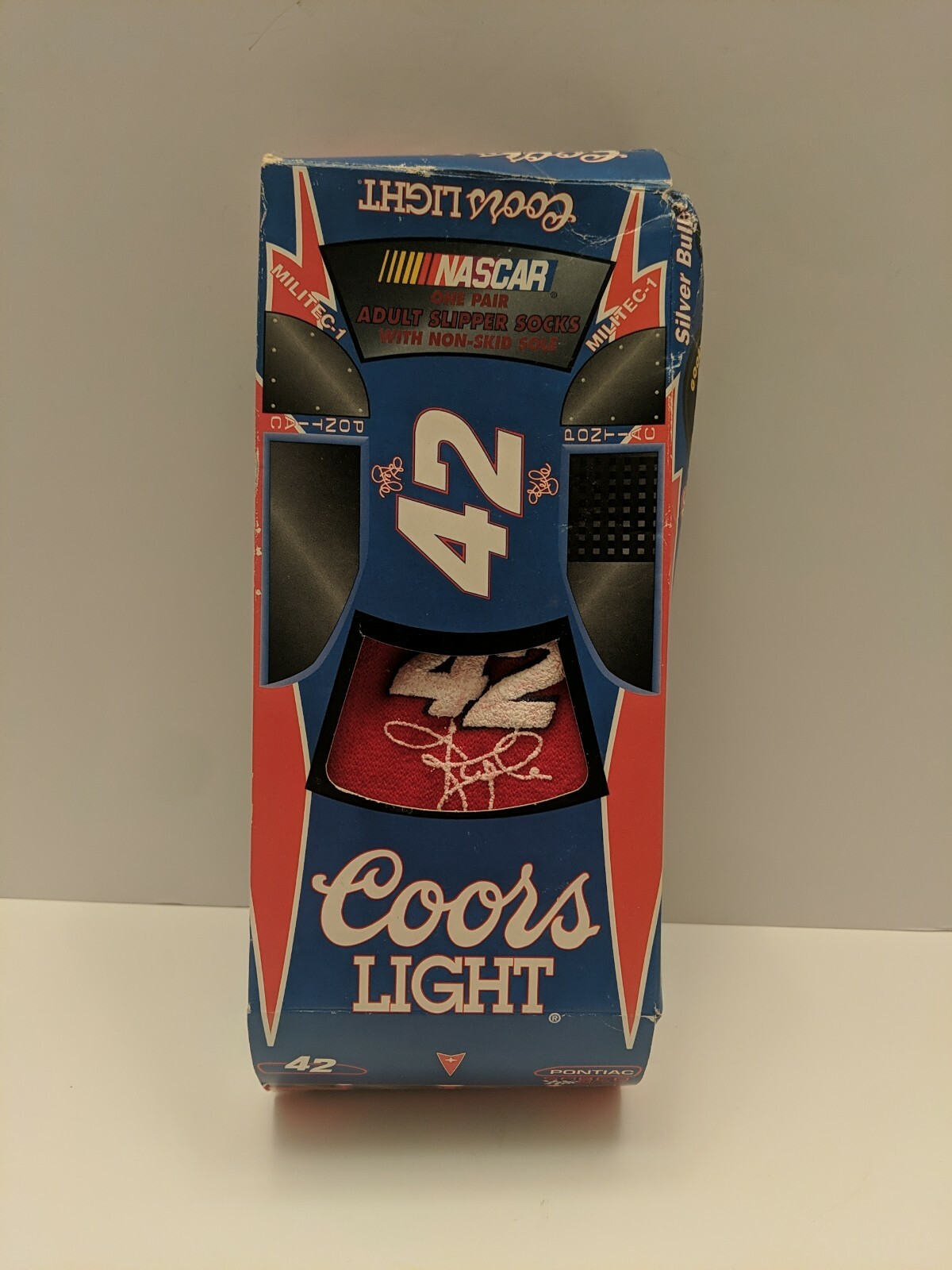 SAOLA Nascar Coors Light Kyle Petty #42 Adult Slipper Socks With Non Skid Sole in Box
