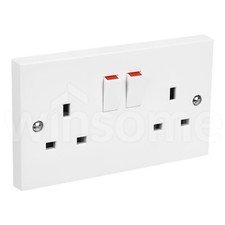 Switched Plug Sockets White Plastic UK Light Electrical Wall Socket 13 Amp