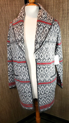 NEW Aspen Cardigan Nordic Cardigan Sweater Womens SM Open Front Pockets Tunic 
