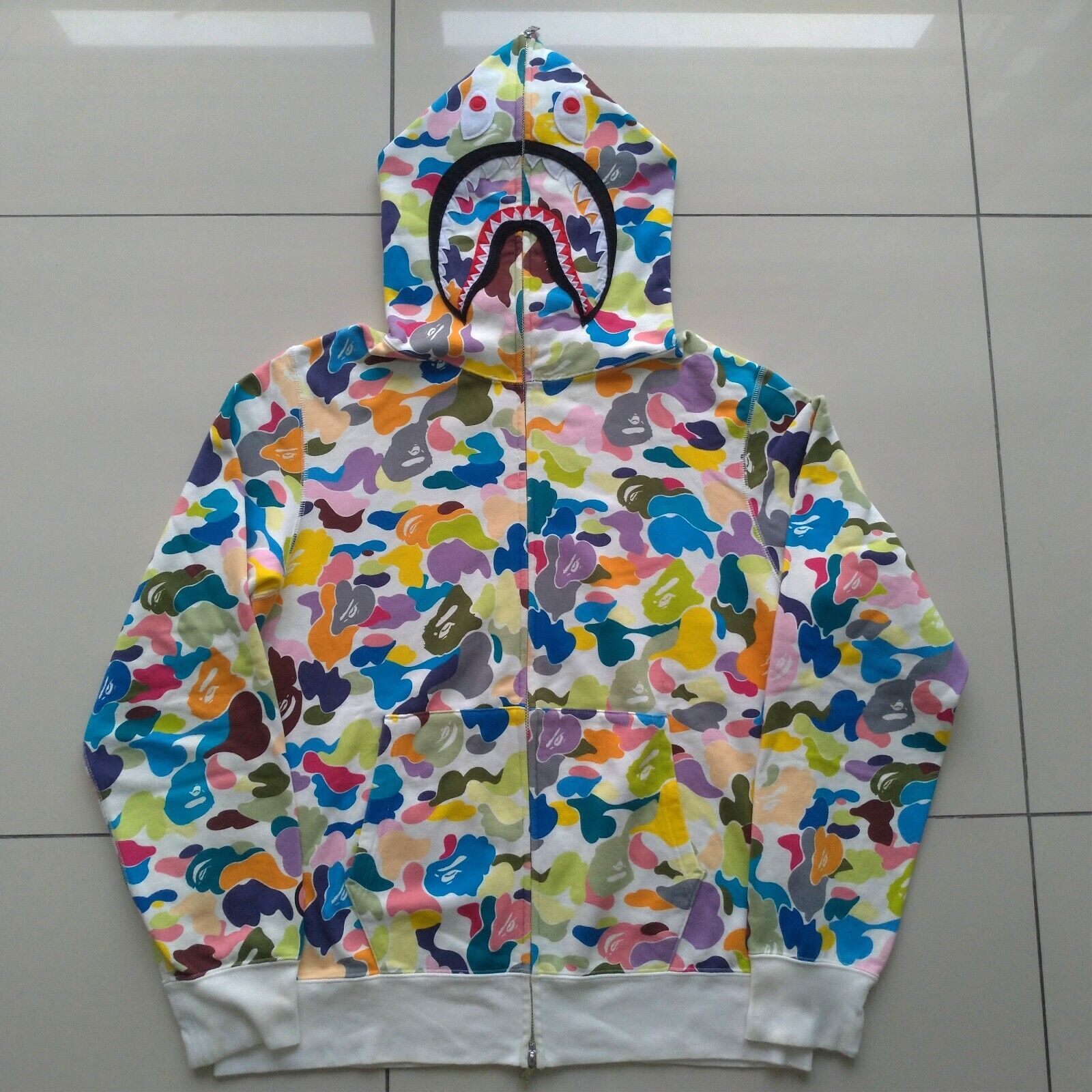 Bape A Bathing Candy Camo Shark Hoodie Extra Large | eBay