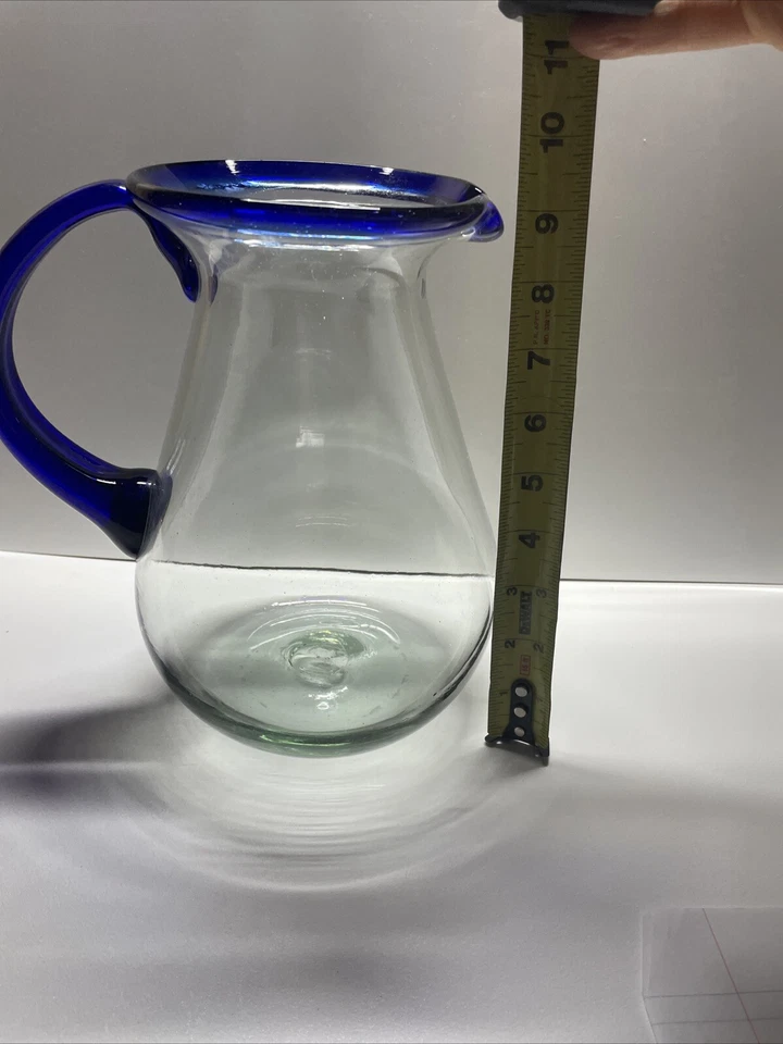 Винтажный мексиканский кувшин ручной работы из кобальтового синего обода ОГРОМНЫЙ в форме груши - Изображение 4 из 4