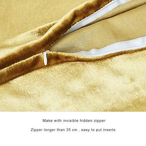 Velvet Decorative Throw Pillow Covers,18x18 Pillow 18 x 18"- set of 2 Gold - Picture 3 of 6
