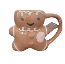 Coffee Cup Ceramic Gingerbread 350ml Round Small Modern Stackable Brown Novelty