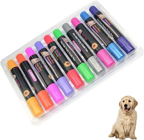 10Pk Temporary Pet Hair Dye Color Pens Washable Dog Cat Fur Non-Staining Marking - Picture 2 of 5