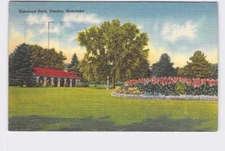 PPC Postcard NE Nebraska Omaha Elmwood Park Flowerbed And Pavilion