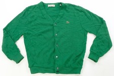 Rare VTG IZOD of London Crocodile Cardigan Sweater 60s 70s USA Lacoste Green L