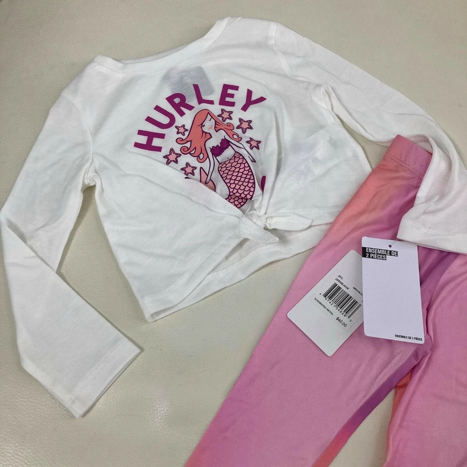 Hurley MERMAID Lovers Manga Larga ROSA Pantalones Conjunto 2302 Foto 2 de 4