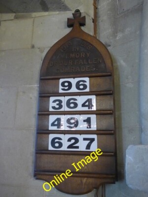 Photo 6x4 St Andrew, Chale: hymn board Commemorating our fallen comrades  c2014