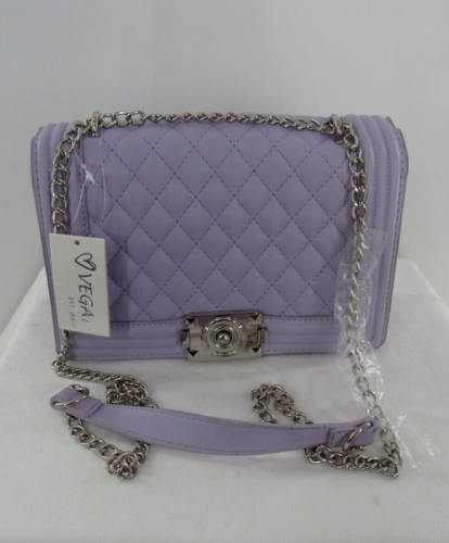 Vegan EST. 2005 Handbag Crossbody Bag Casual Dress Lilac Purple Solid: Brand New