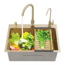 Drop-in Gold Kitchen Sink Stainless Steel Sink Gold Single Bowl Kitchen Sink