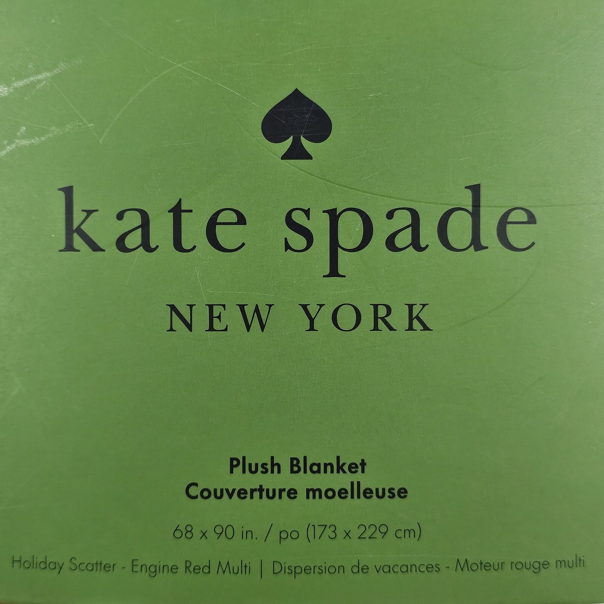 NEW KATE SPADE Luxury Plush Blanket White Red Pink Hearts