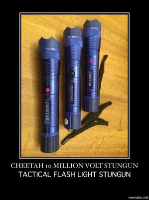 (3)Cheetah Stun Gun Flash light 200 MV Tactical Delta Force Rechargeable -Blue