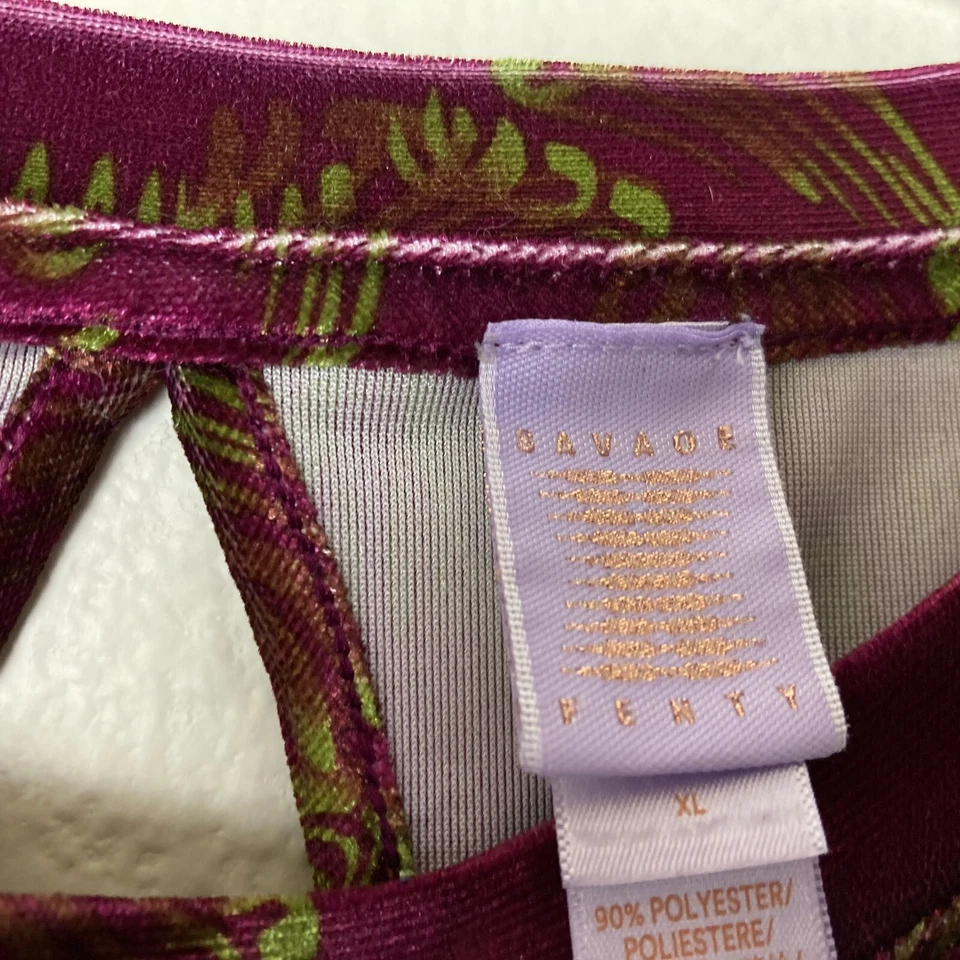 Top para dormir Savage X Fenty de terciopelo psicodélico para mujer talla XL púrpura verde elástico Foto 3 de 4