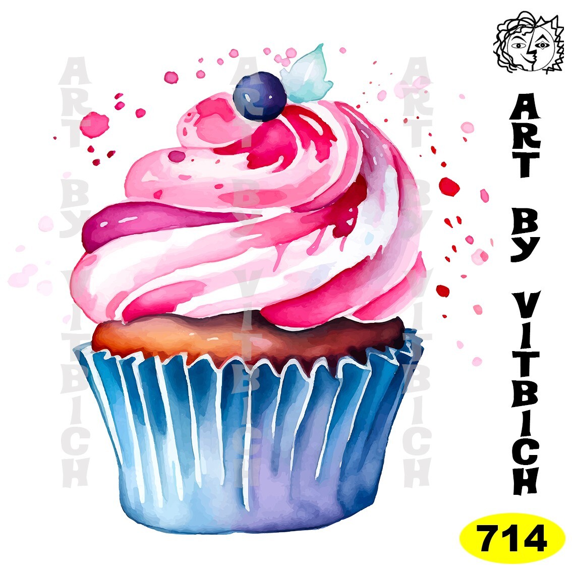 Cupcake A4 art print by Vitbich, custom made to order-image