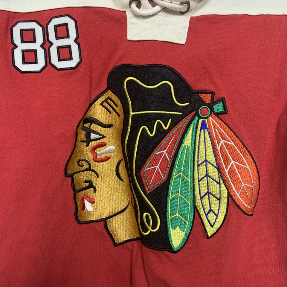 NHL Chicago Blackhawks Old Time Hockey Embroidered Hoodie Youth Large #88 Kane - Image 4 of 4
